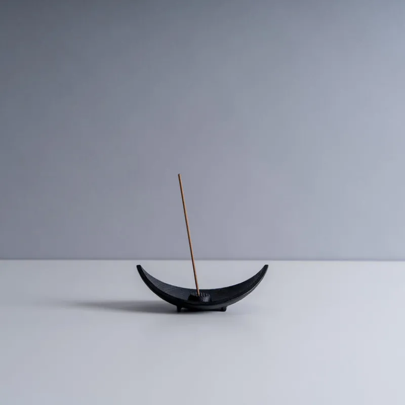 Nippon Kodo Cast Iron Incense Holder - Bamboo Leaf Boat New