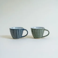 Mogutable Selects Ceramic Japanese Mug Green Stripe Discount