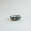 Mogutable Selects Ceramic Japanese Side Dish Bowl In Green Stripe Hot