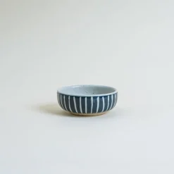 Mogutable Selects Ceramic Japanese Side Dish Bowl In Blue Stripe Clearance