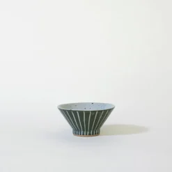 Mogutable Selects Ceramic Mt. Fuji Japanese Rice Bowl in Green Stripe Clearance