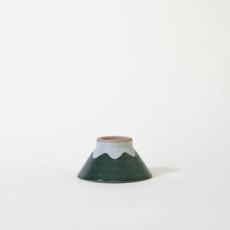 Mogutable Selects Ceramic Mt. Fuji Japanese Rice Bowl in Green Hot