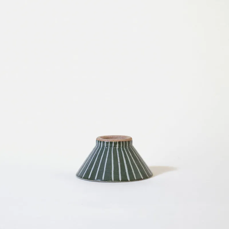 Mogutable Selects Ceramic Mt. Fuji Japanese Rice Bowl in Green Stripe Clearance
