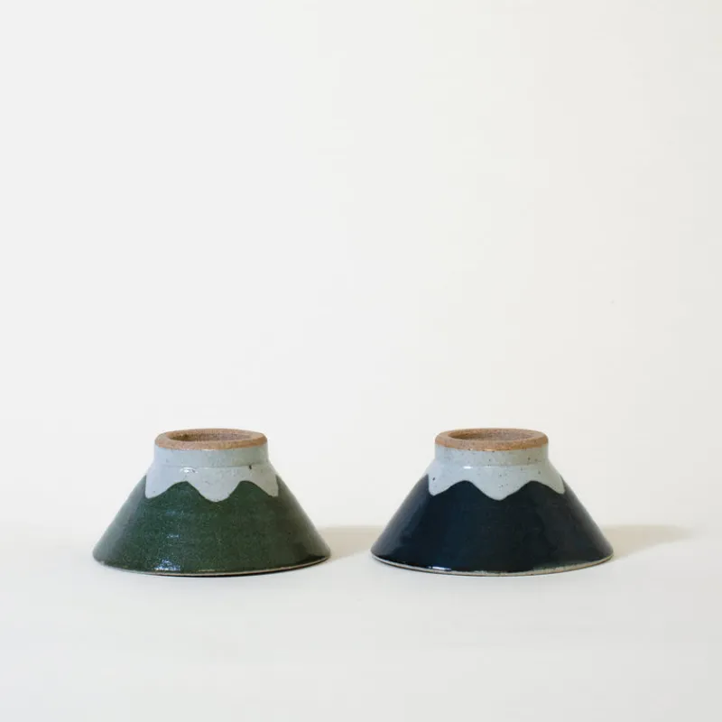Mogutable Selects Ceramic Mt. Fuji Japanese Rice Bowl in Green Hot