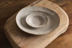Sheng Ceramic Oval Deep Plate in White Brushed Best