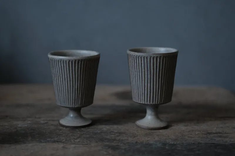 Zhitaofang's/製陶方式 Pleated Footed Cup in Blue-Gray Discount