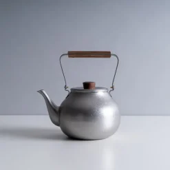 Miyazaki Seisakusho Teapot with Wooden Handle in Sliver Discount