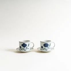 Yeogi-Damki Hand-Painted Mug + Saucer Set Fashion